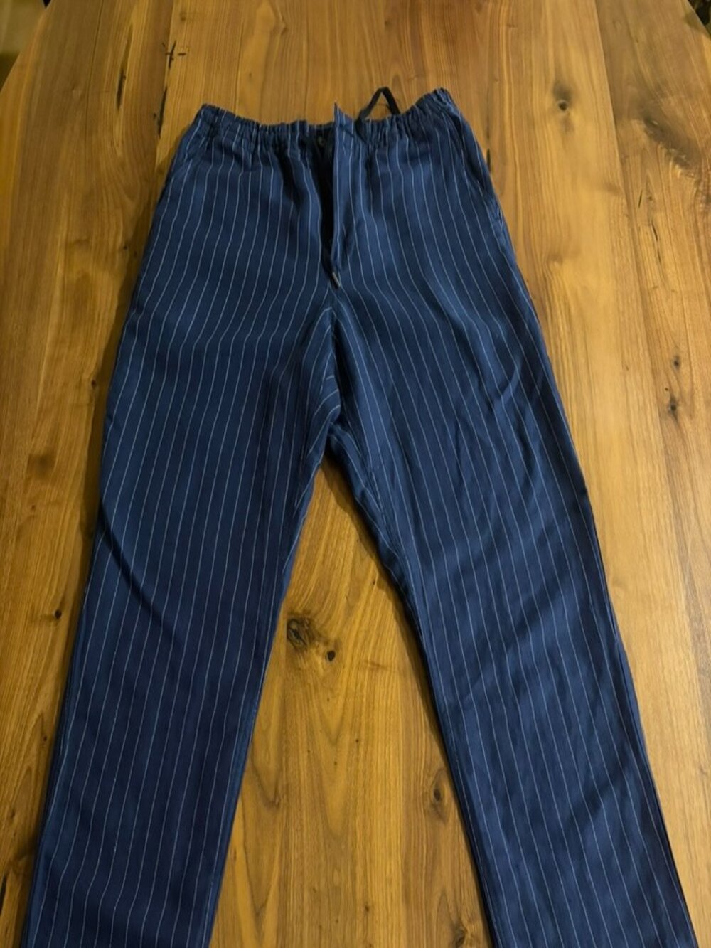 Polo Ralph Lauren Striped Linen Lyocell Drawstring Pants - Navy White - Size M